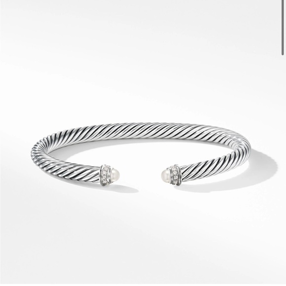 David Yurman Cable Classics Bracelet in Sterling Silver Pearls  Diamond - Picture 2 of 6